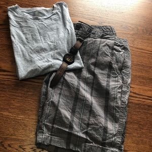 Arizona Bermuda in gray and light blue stripes